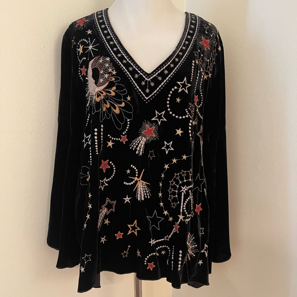 JOHNNY WAS Black Velvet Top